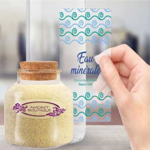 Etiquetas adhesivas transparentes personalizadas para envases